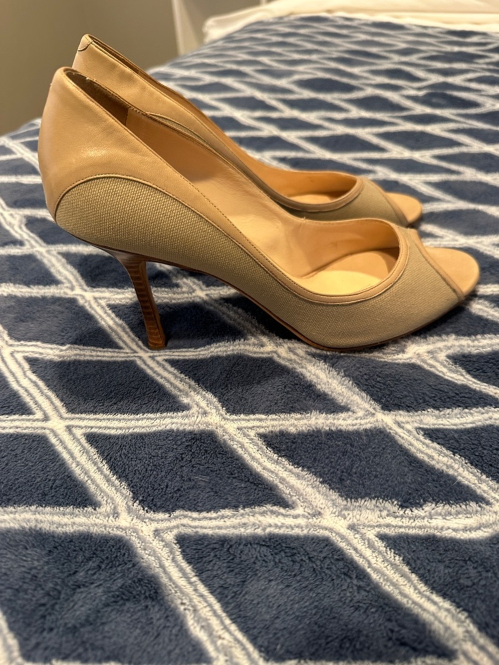 Jimmy Choo Beige Peep-Toe Heels